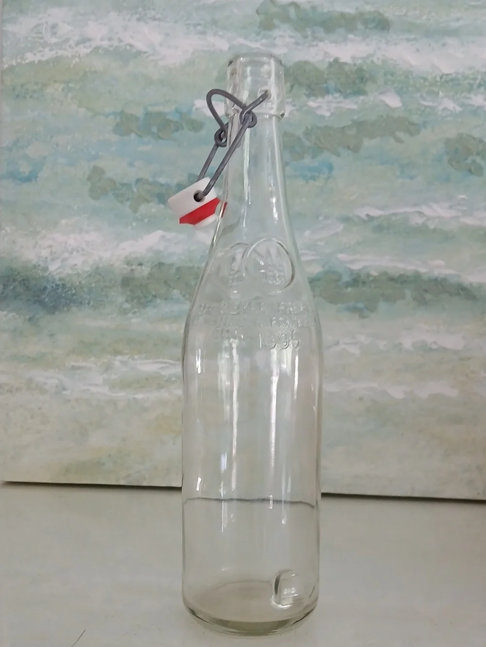 Geyer Freres Maison Fondee EN 1895 Clear Glass Bottle w/ Swing Top Closure 12